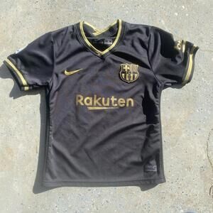 Nike Barcelona Rakuten Messi 10 Dri-Fit Soccer Jersey Futbol Sz 24 Black Kit